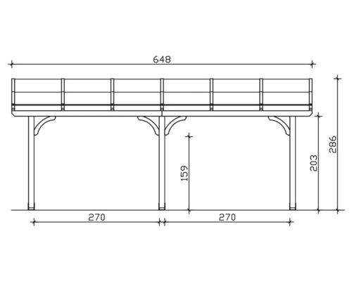 Plan technique d''un abri de voiture avec dimensions