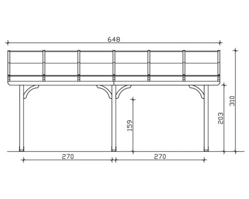 Dessin technique d''une terrasse en bois avec dimensions.
