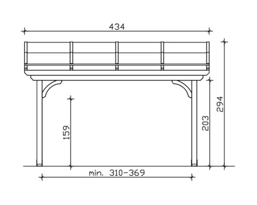Schéma technique d''une pergola en bois avec dimensions