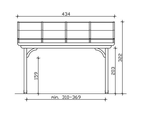 Schéma technique d''un pavillon de jardin avec des dimensions