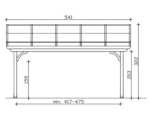 Dessin technique d''une balustrade avec dimensions