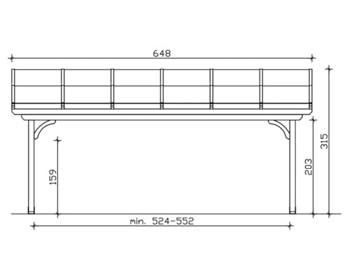 Dessin technique d''une balustrade avec indication des dimensions