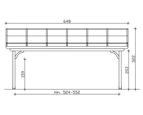 Dessin technique d''un balcon avec indications de dimensions