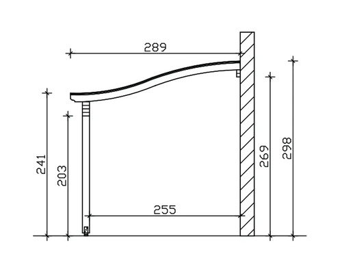 Dessin technique d''une construction d''auvent avec indications de dimensions