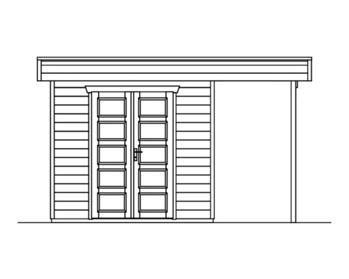 Illustration d''un abri de jardin avec porte double et auvent