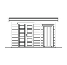 Blockbohlenhaus SKAN HOLZ Venlo 3 mit Fußboden und seitlichem Raum 420 x 290 cm natur