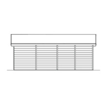 Illustration eines Gerätehauses mit horizontaler Holzverkleidung