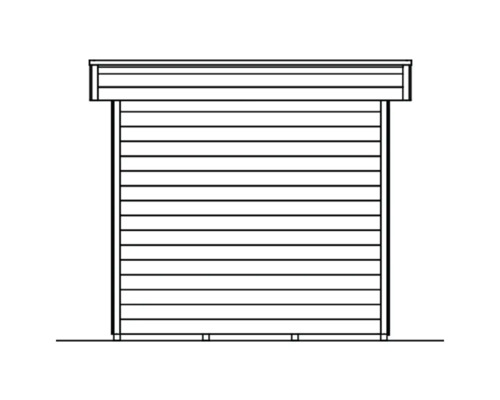 Vue de face d''un abri de jardin avec bardage horizontal en bois