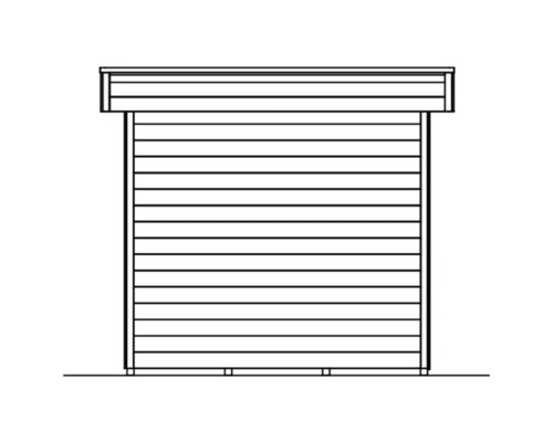 Représentation d''un abri de jardin en vue de face.