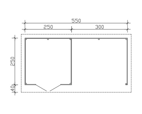 Dessin technique d''un abri de jardin avec dimensions