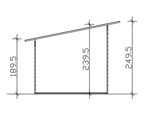 Dessin technique d''une cabane de jardin avec dimensions