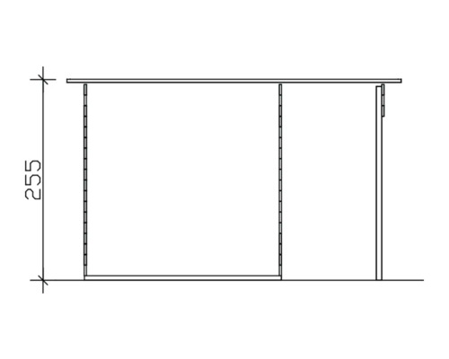 Dessin technique d''une étagère avec indication de hauteur 255