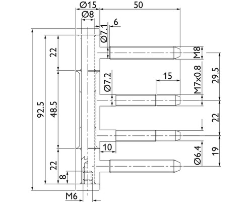 Technische Zeichnung mit Maßangaben