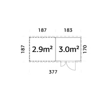 Gartenhaus Palmako Leif 3,0+2,9m² inkl. Fußboden 377 x 187 cm grau
