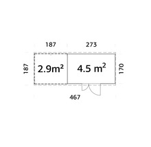 Gartenhaus Palmako Leif 4,5+2,9 m² inkl. Fußboden 467 x 187 cm natur