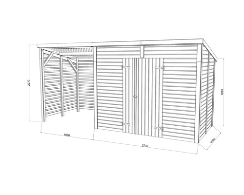 Illustration d''un abri de jardin avec les dimensions