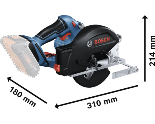Scie circulaire à métaux sans fil Bosch avec dimensions