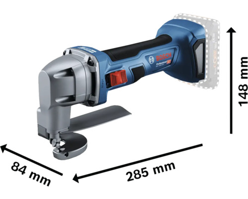 Cisaille à tôle Bosch avec dimensions