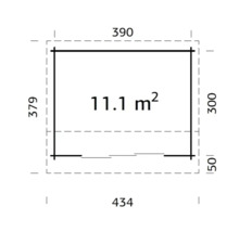 Gartenhaus Palmako Ines 11,1 m² Schiebetür Isolierglas inkl. Fußboden 434 x 379 cm natur