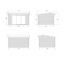 Gartenhaus Palmako Ines 11,1 m² Schiebetür Isolierglas inkl. Fußboden 434 x 379 cm natur