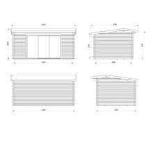Gartenhaus Palmako Ines 13,7 m² Schiebetür Sicherheitsglas inkl. Fußboden 524 x 379 cm braun