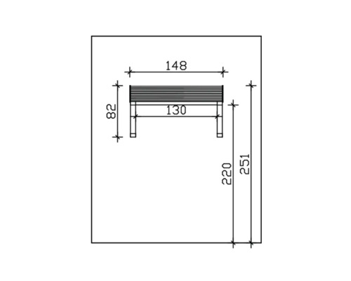 Dessin technique d''un banc de jardin avec dimensions