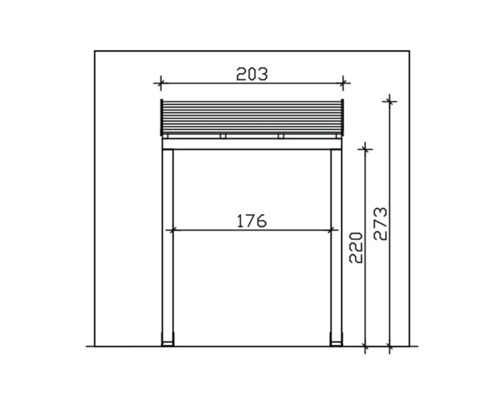 Technische Zeichnung eines Hochbeets mit Maßangaben