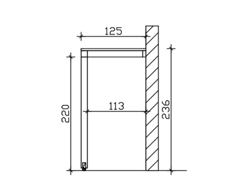 Dessin technique d''un meuble avec des dimensions en millimètres.