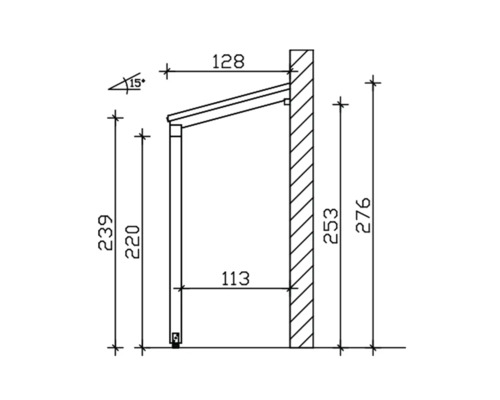 Technische Zeichnung einer Briefkastenanlage mit Maßangaben