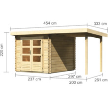 Gartenhaus Karibu Noorvik 4 mit Schleppdach 2 m 454 x 33 cm natur