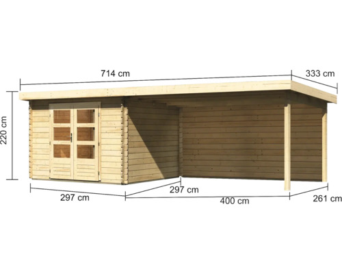 Holzgartenhaus mit Abmessungen