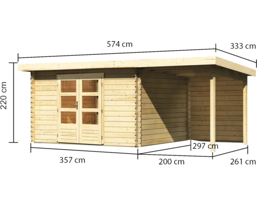 Holzgartenhaus mit Abmessungen