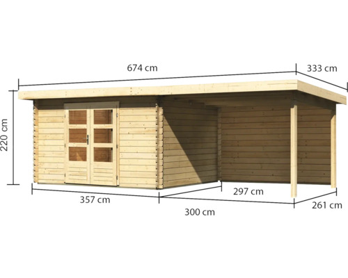 Maison de jardin en bois avec annexe et dimensions
