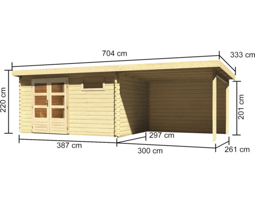 Dimensions de l''abri de jardin en bois avec auvent
