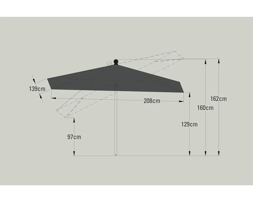 Illustration d'un parasol avec dimensions