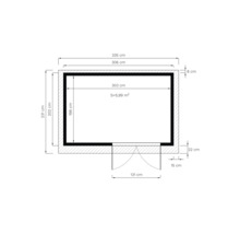 Grundriss mit Maßangaben für ein Haus oder Gebäude