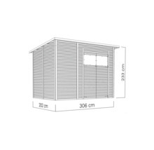Gartenschrank mit Tür und Fenster, Maße: 233 x 306 x 202 cm