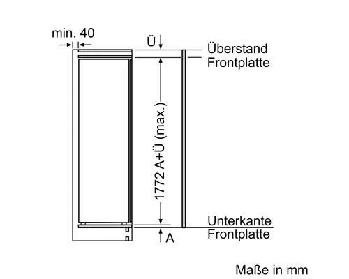 Maße einer Kühl-Gefrierkombination in Millimeter