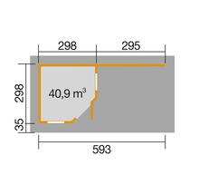 Lounge Haus weka Davos mit Fußboden und Lounge 646 x 338 cm schwedischrot