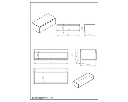Dessin technique d''un meuble de salle de bains avec dimensions