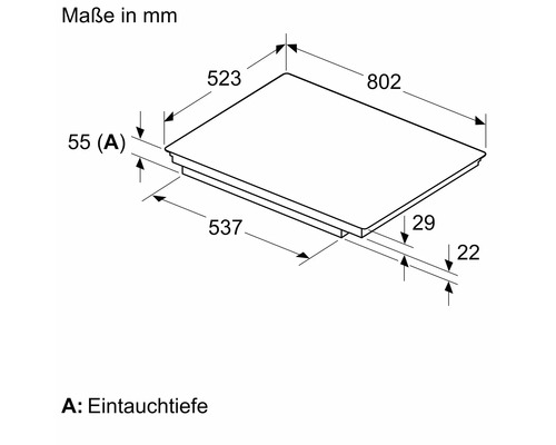 Masse einer Kochstelle in Millimeter.