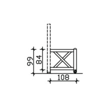 Schéma technique d''une clôture de jardin avec indications de dimensions
