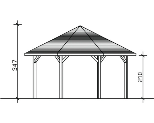 Dessin technique d''un pavillon avec dimensions