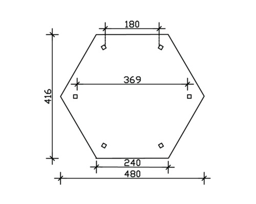 Dessin technique d''une forme hexagonale avec des dimensions