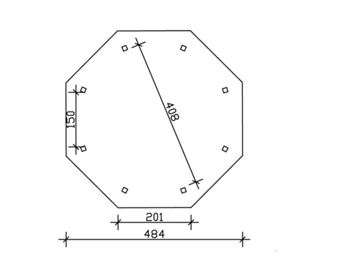 Dessin technique d''une plaque octogonale avec dimensions