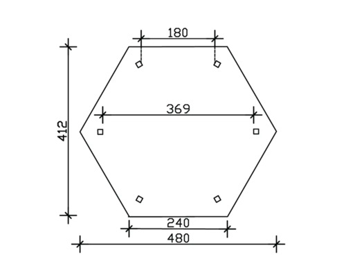 Dessin coté d''une plaque hexagonale avec dimensions