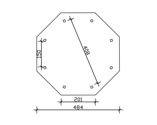 Dessin technique d''une dalle de terrasse octogonale avec des mesures