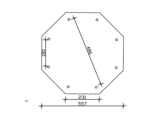 Dessin technique d''une forme octogonale avec des dimensions.