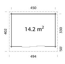 Abri de jardin Palmako Lea 14,2 m² porte coulissante verre de sécurité avec plancher 494 x 402 cm imprégné par immersion