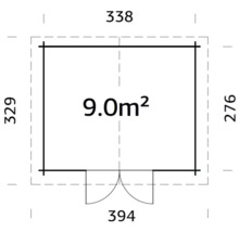 Abri de jardin Palmako Alice 9,0 m² 394 x 329 cm traité en autoclave par imprégnation